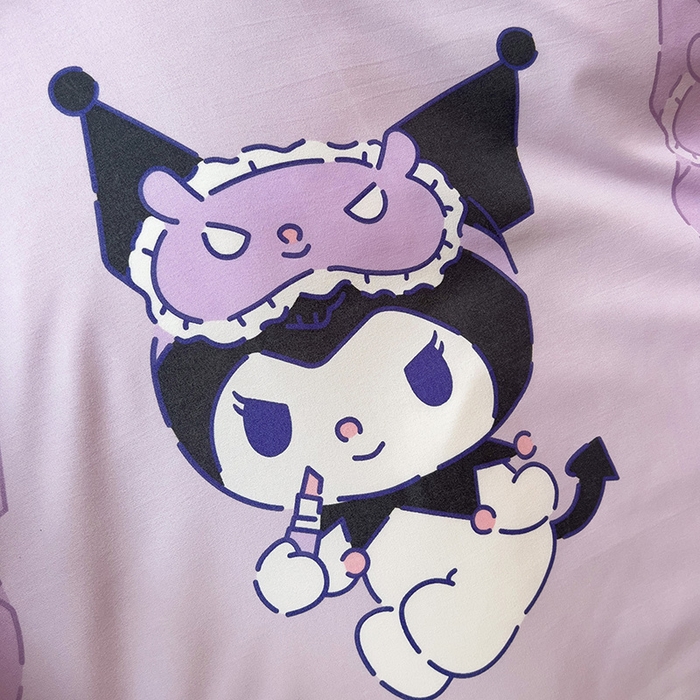 91家纺网 家纺一手货源 找家纺 港岛妹妹 2025新款云朵水洗工艺三丽鸥学生宿舍三件套上下铺三件套 三丽鸥-紫色库洛米