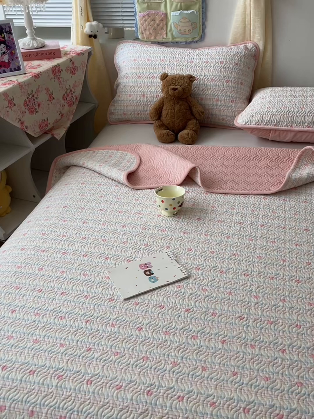 91家纺网 家纺一手货源 找家纺 慕晨 2025新品棉加绒床盖一面全棉一面牛奶绒床盖炕盖单品床盖床盖单件加厚高温酵素砂洗 爱心满满