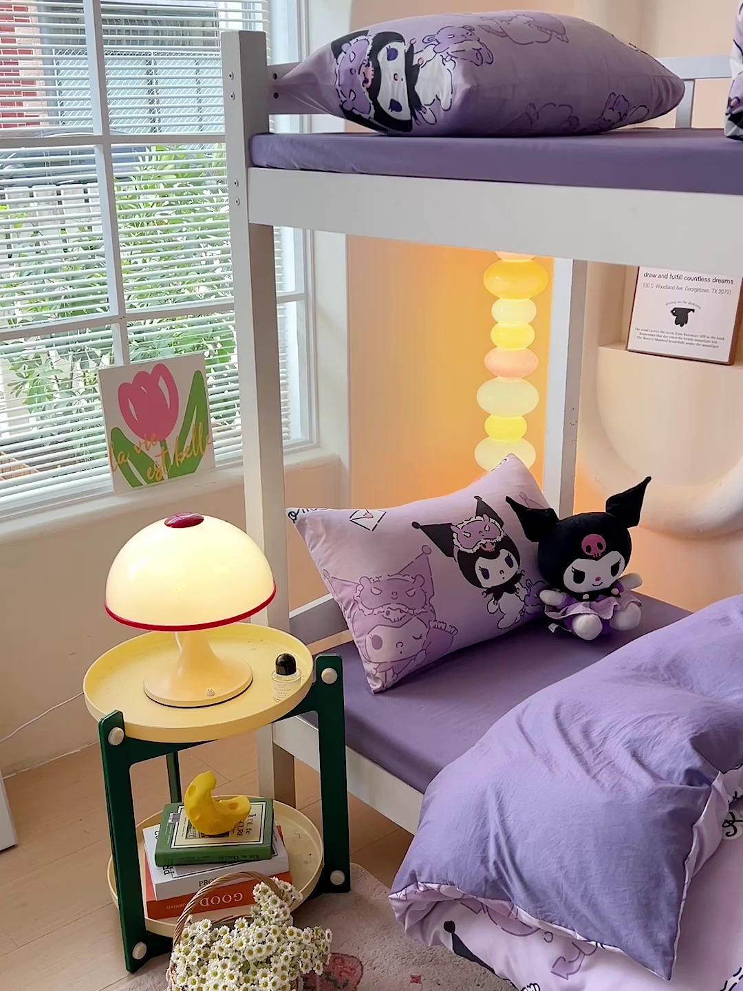 91家纺网 家纺一手货源 找家纺 港岛妹妹 2025新款云朵水洗工艺三丽鸥学生宿舍三件套上下铺三件套 三丽鸥-紫色库洛米