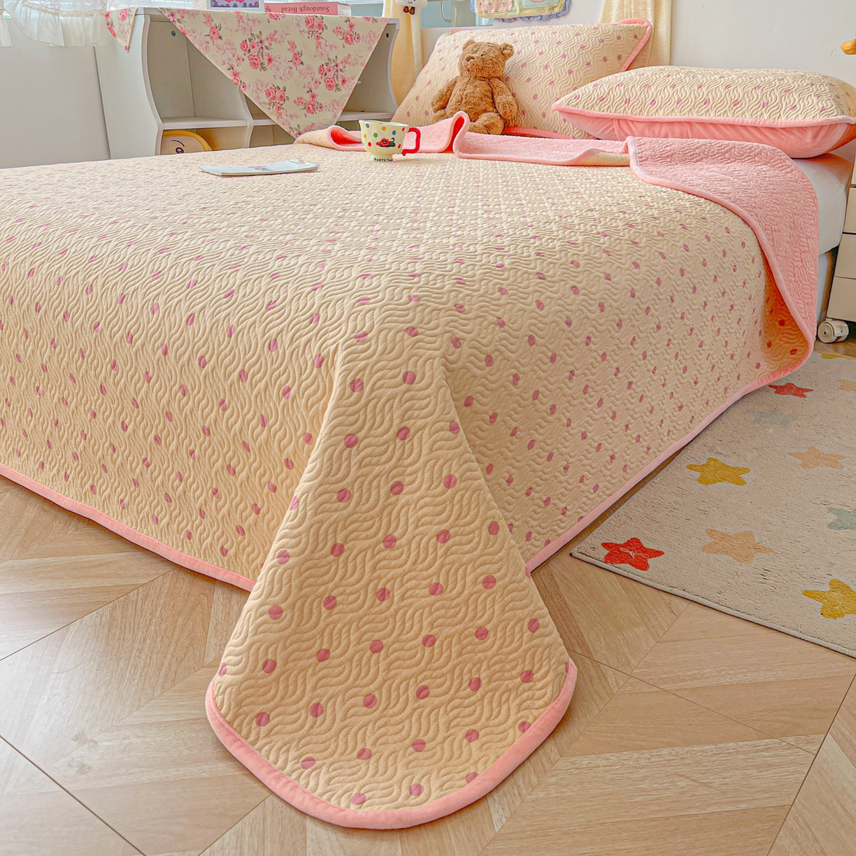 91家纺网 家纺一手货源 找家纺 慕晨 2025新品棉加绒床盖一面全棉一面牛奶绒床盖炕盖单品床盖床盖单件加厚高温酵素砂洗 调色盘