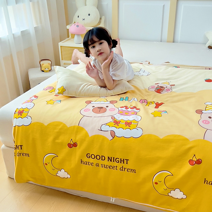 91家纺网 家纺一手货源 找家纺  吉咪兔儿童睡袋四季通用中大童纯棉秋冬季加厚小孩学生成人防踢被子神器蛋糕卡卡