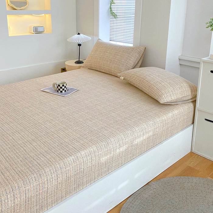 91家纺网 家纺一手货源 找家纺 爱彼家纺 2025新款老粗布床笠 老粗布床笠-明沙