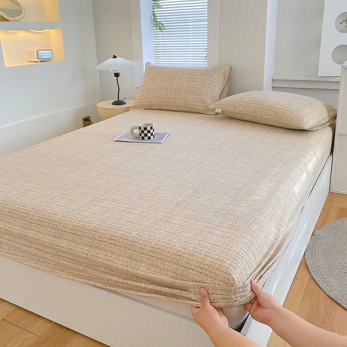 91家纺网 家纺一手货源 找家纺 爱彼家纺 2025新款老粗布床笠 老粗布床笠-明沙