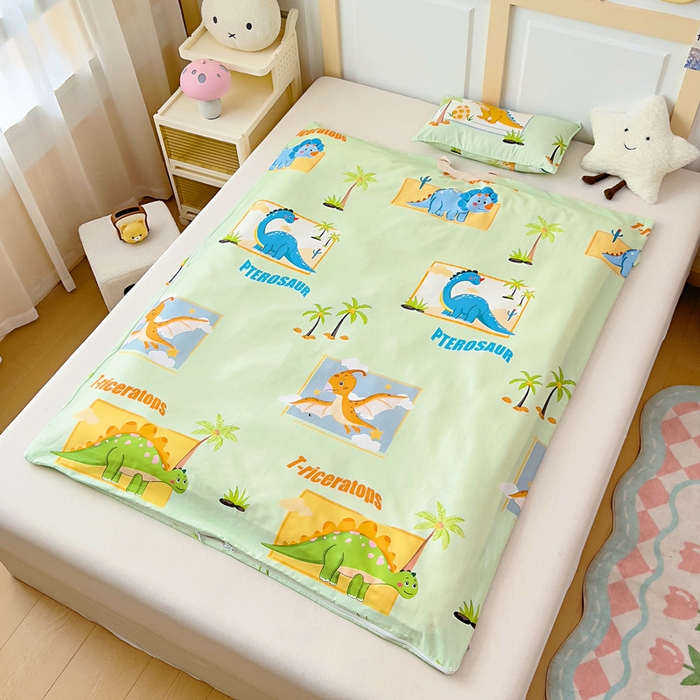 91家纺网 家纺一手货源 找家纺 吉咪兔儿童睡袋四季通用中大童纯棉秋冬季加厚小孩学生成人防踢被子神器恐龙王国