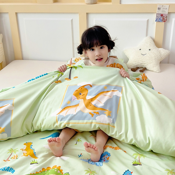 91家纺网 家纺一手货源 找家纺 吉咪兔儿童睡袋四季通用中大童纯棉秋冬季加厚小孩学生成人防踢被子神器恐龙王国