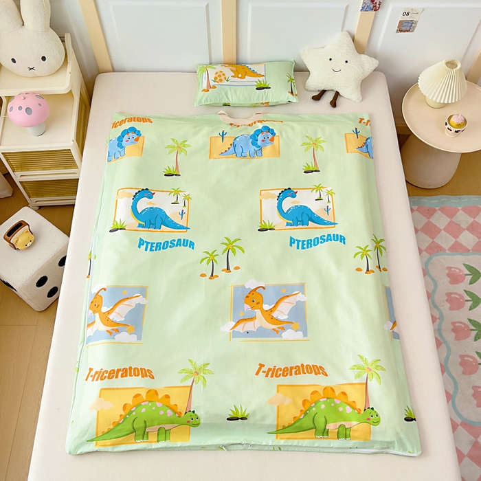 91家纺网 家纺一手货源 找家纺 吉咪兔儿童睡袋四季通用中大童纯棉秋冬季加厚小孩学生成人防踢被子神器恐龙王国