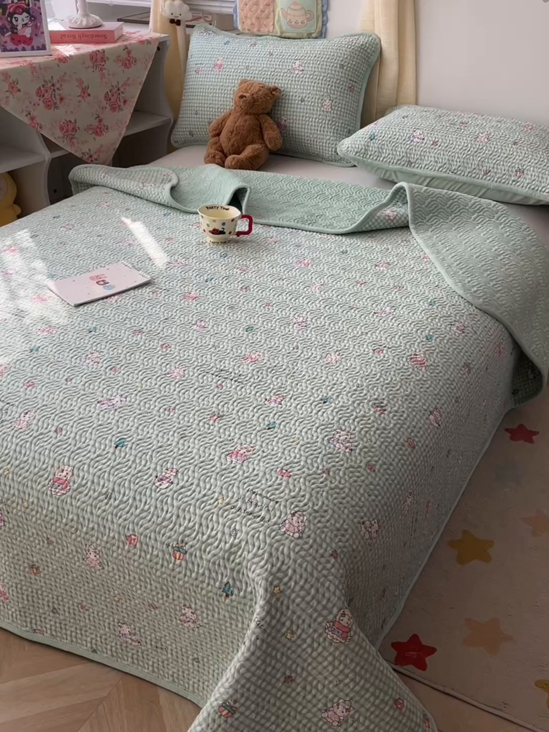 91家纺网 家纺一手货源 找家纺 慕晨 2025新品棉加绒床盖一面全棉一面牛奶绒床盖炕盖单品床盖床盖单件加厚高温酵素砂洗 恋爱通告