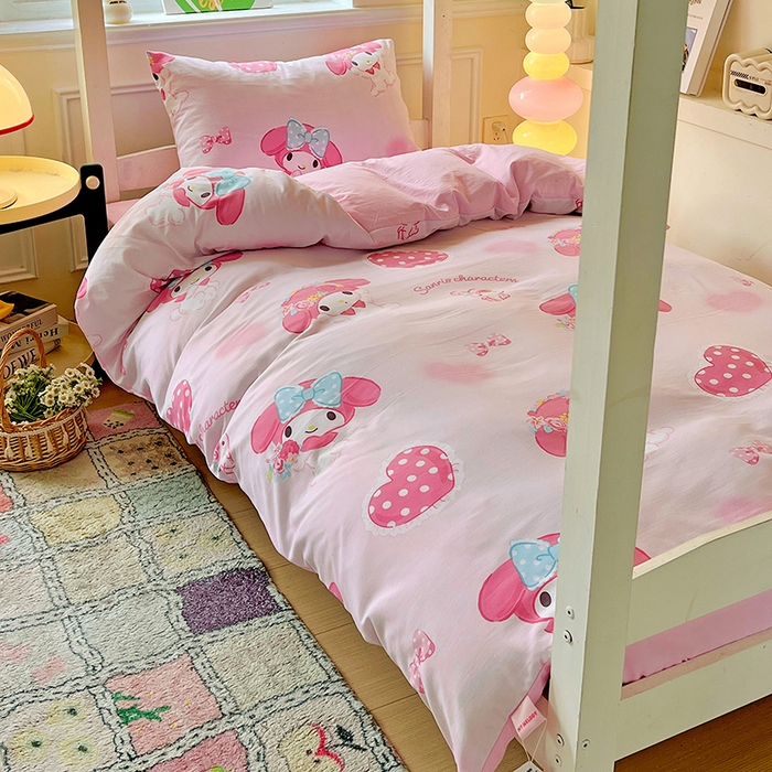 港岛妹妹 2025新款云朵水洗工艺三丽鸥学生宿舍三件套上下铺三件套 三丽鸥-粉粉美乐蒂