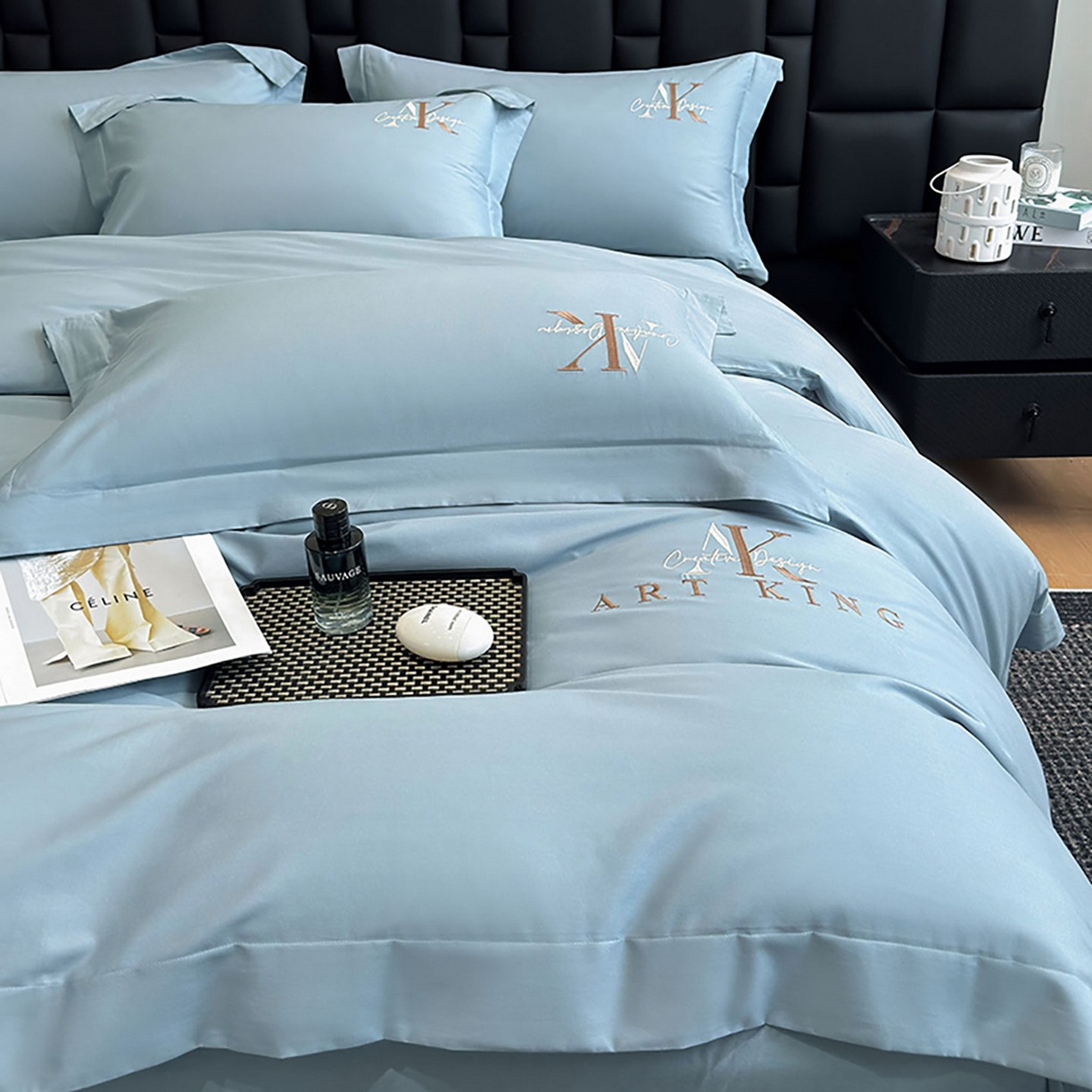 91家纺网 家纺一手货源 找家纺 （总）奥汀洛家纺 2025新款全棉轻奢刺绣四件套-AK