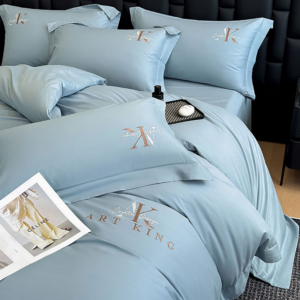 91家纺网 家纺一手货源 找家纺 （总）奥汀洛家纺 2025新款全棉轻奢刺绣四件套-AK