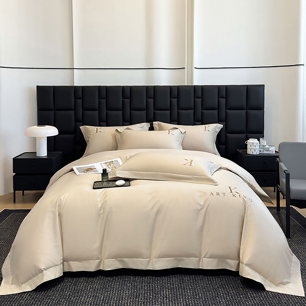 91家纺网 家纺一手货源 找家纺 （总）奥汀洛家纺 2025新款全棉轻奢刺绣四件套-AK