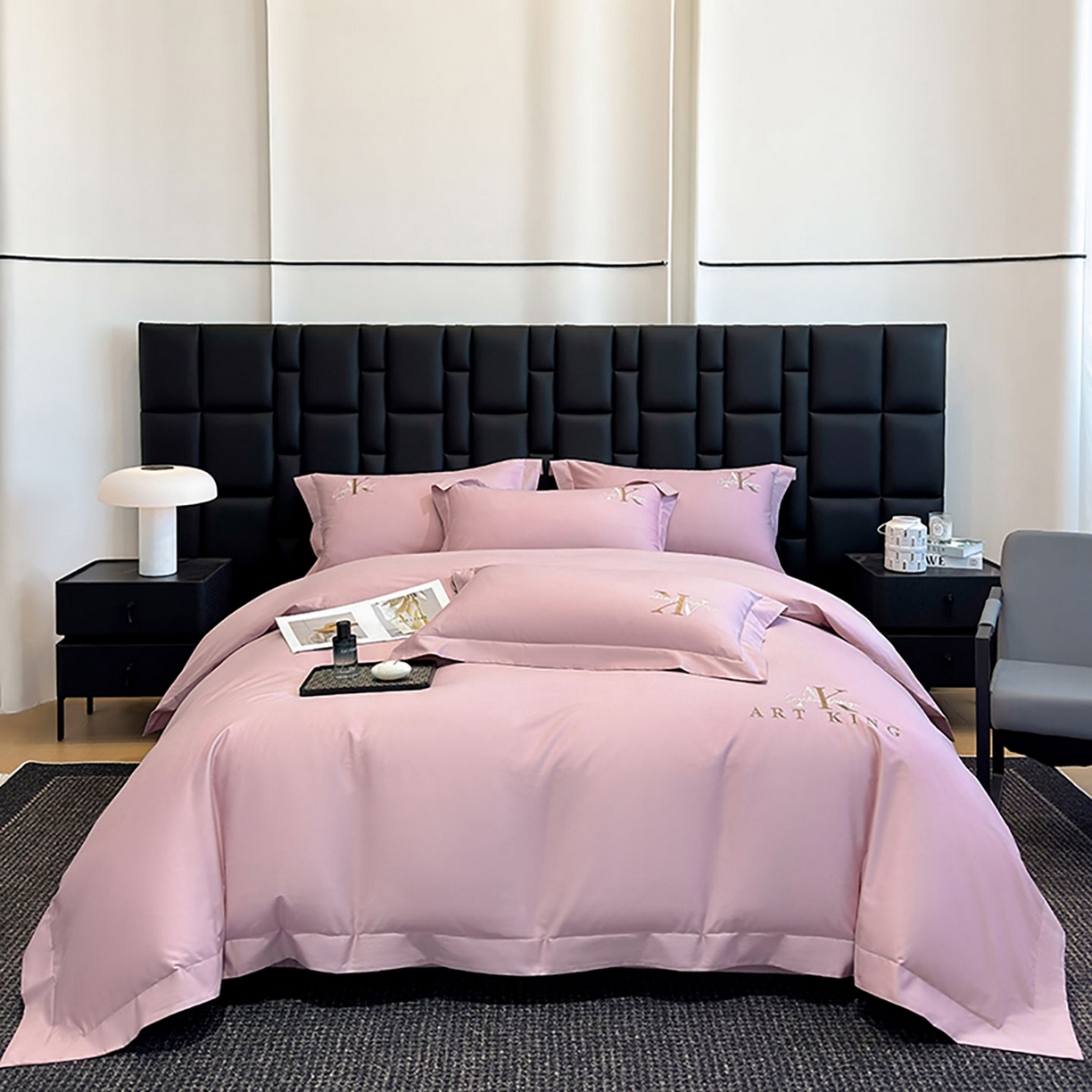 91家纺网 家纺一手货源 找家纺 （总）奥汀洛家纺 2025新款全棉轻奢刺绣四件套-AK