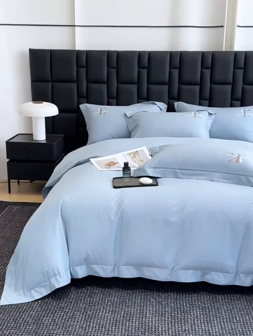 91家纺网 家纺一手货源 找家纺 （总）奥汀洛家纺 2025新款全棉轻奢刺绣四件套-AK