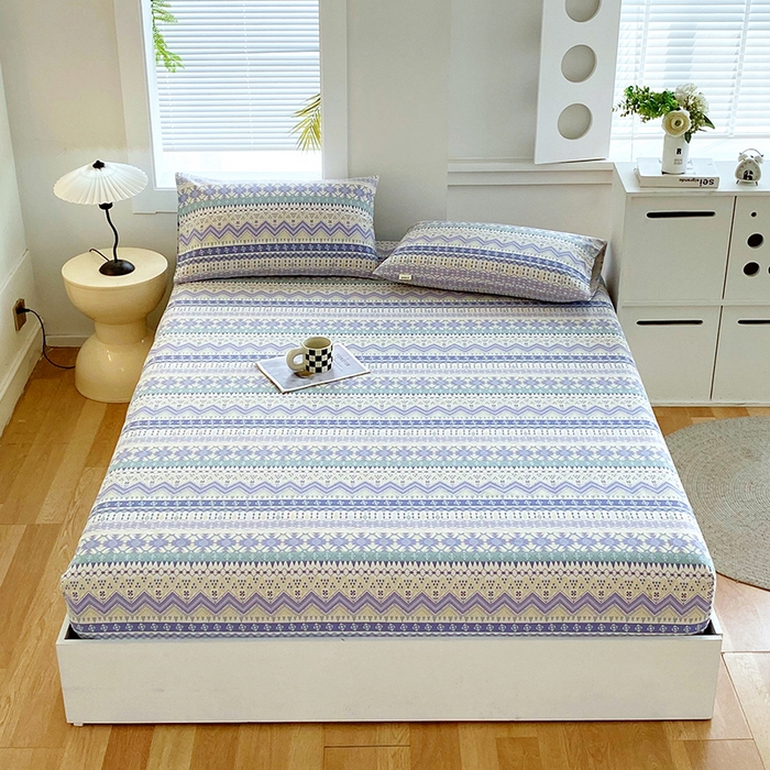 91家纺网 家纺一手货源 找家纺 爱彼家纺 2025新款老粗布床笠 老粗布床笠-向往米兰条