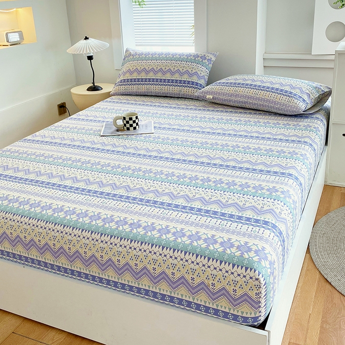 91家纺网 家纺一手货源 找家纺 爱彼家纺 2025新款老粗布床笠 老粗布床笠-向往米兰条