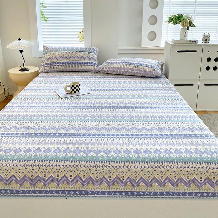 91家纺网 家纺一手货源 找家纺 爱彼家纺 2025新款老粗布床笠 老粗布床笠-向往米兰条