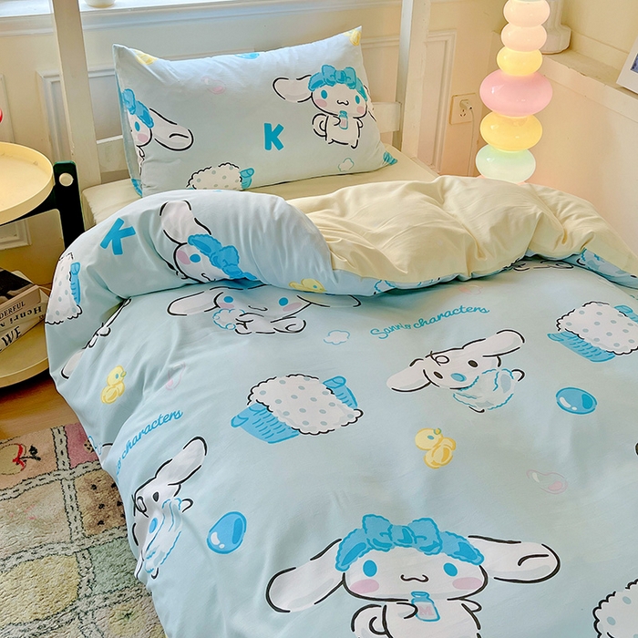 91家纺网 家纺一手货源 找家纺 港岛妹妹 2025新款云朵水洗工艺三丽鸥学生宿舍三件套上下铺三件套 三丽鸥-泡泡玉桂狗