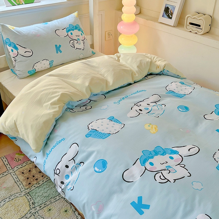 91家纺网 家纺一手货源 找家纺 港岛妹妹 2025新款云朵水洗工艺三丽鸥学生宿舍三件套上下铺三件套 三丽鸥-泡泡玉桂狗