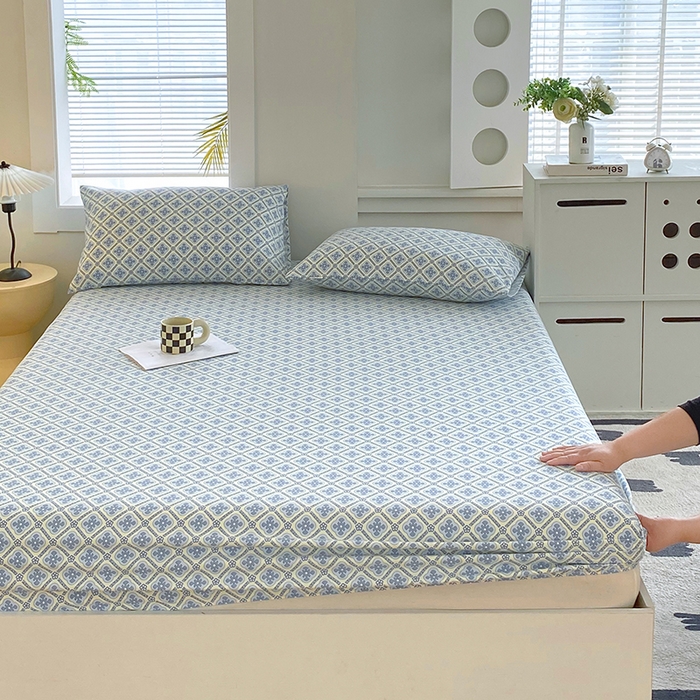 91家纺网 家纺一手货源 找家纺 爱彼家纺 2025新款老粗布床笠 老粗布床笠-星格