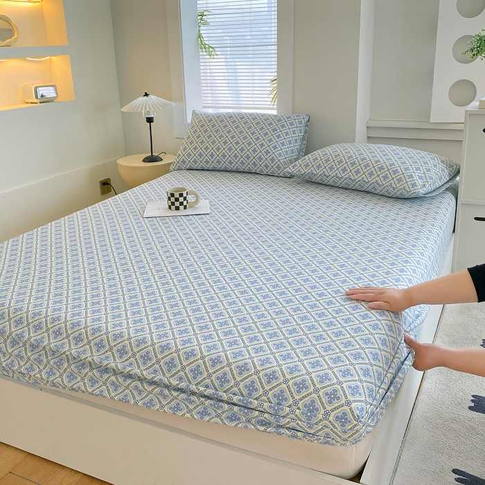 91家纺网 家纺一手货源 找家纺 爱彼家纺 2025新款老粗布床笠 老粗布床笠-星格