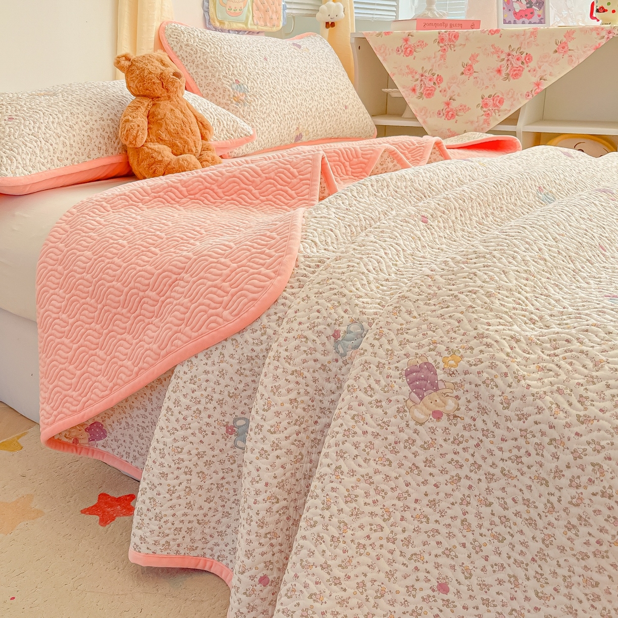 91家纺网 家纺一手货源 找家纺 慕晨 2025新品棉加绒床盖一面全棉一面牛奶绒床盖炕盖单品床盖床盖单件加厚高温酵素砂洗 小象多多