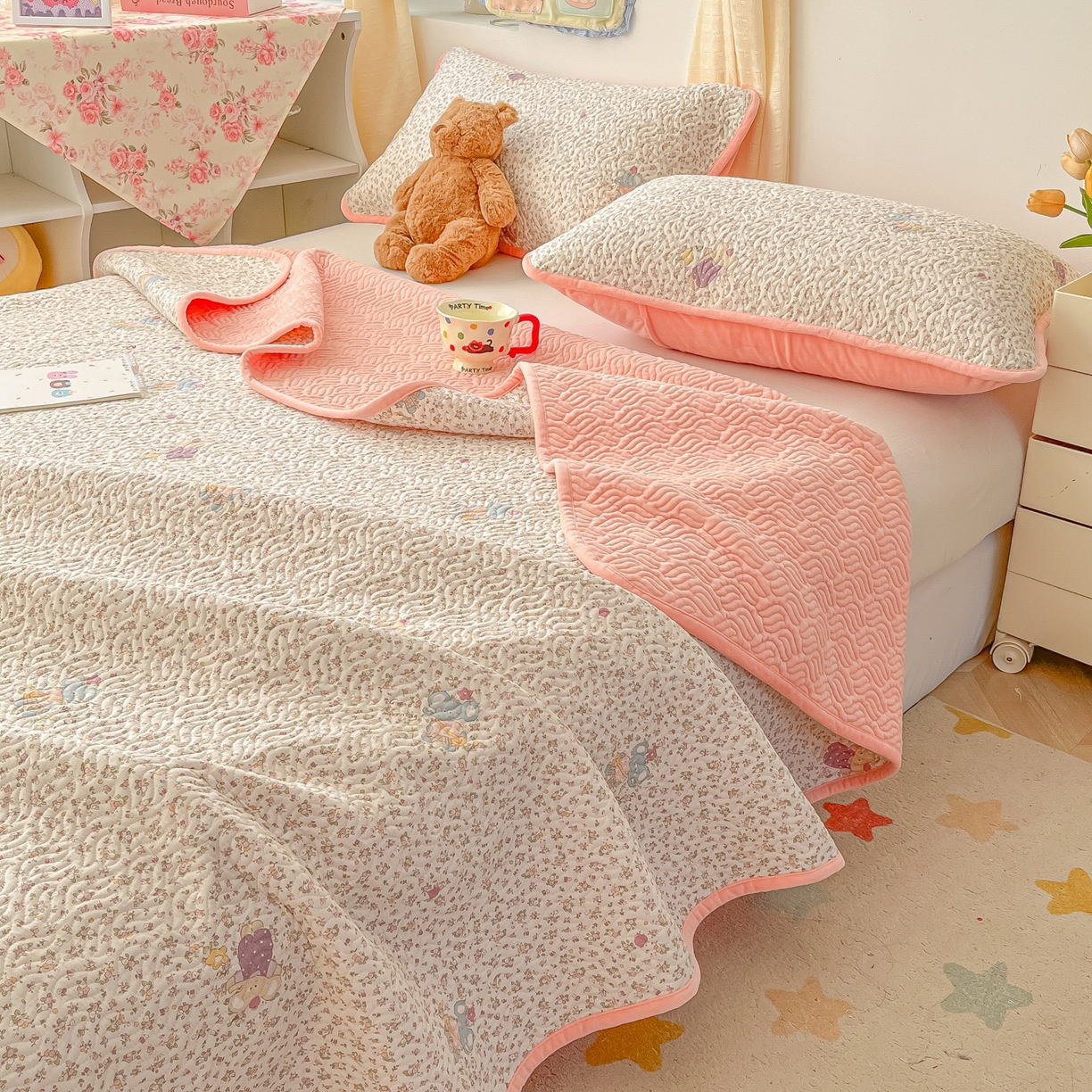 91家纺网 家纺一手货源 找家纺 慕晨 2025新品棉加绒床盖一面全棉一面牛奶绒床盖炕盖单品床盖床盖单件加厚高温酵素砂洗 小象多多