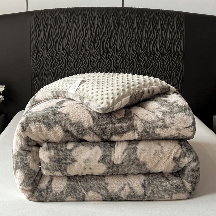 米乐被业 2025新款兔毛印花豆豆被被子被芯 花漾