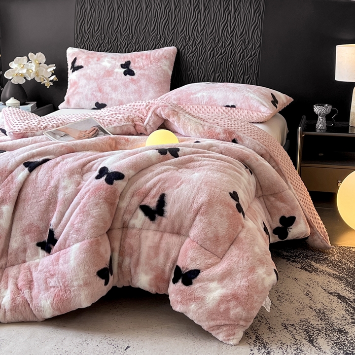 91家纺网 家纺一手货源 找家纺 （总）米乐被业 2025新款兔毛印花豆豆被被子被芯