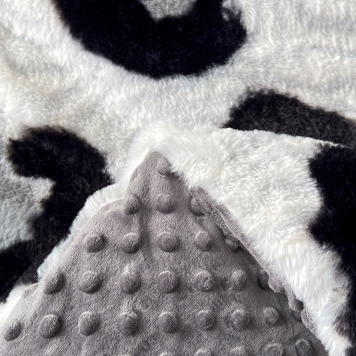 91家纺网 家纺一手货源 找家纺 米乐被业 2025新款兔毛印花豆豆被被子被芯 奶牛纹