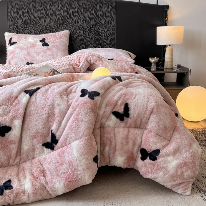 91家纺网 家纺一手货源 找家纺 （总）米乐被业 2025新款兔毛印花豆豆被被子被芯