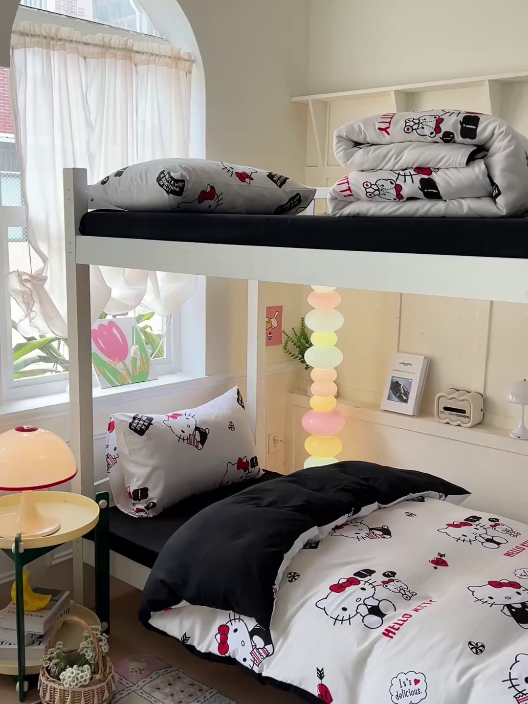 91家纺网 家纺一手货源 找家纺 港岛妹妹 2025新款云朵水洗工艺三丽鸥学生宿舍三件套上下铺三件套 三丽鸥-KT与小熊