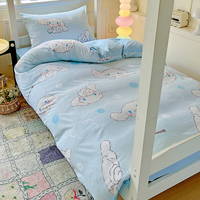 港岛妹妹 2025新款云朵水洗工艺三丽鸥学生宿舍三件套上下铺三件套 三丽鸥-软萌玉桂狗蓝