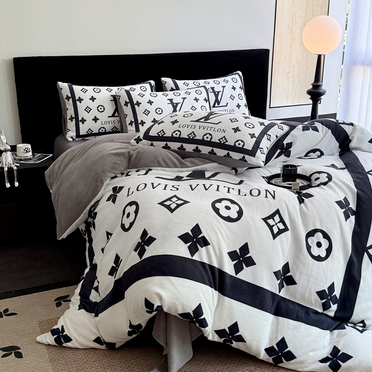 91家纺网 家纺一手货源 找家纺 （总）摩卡（乐趣） 2025新款牛奶绒大版数码印花四件套（提供买家秀）