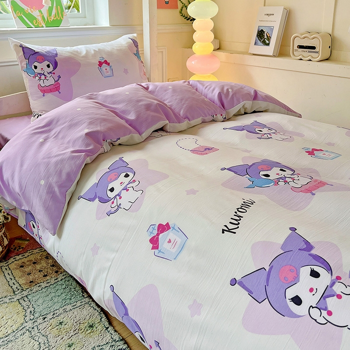 91家纺网 家纺一手货源 找家纺 港岛妹妹 2025新款云朵水洗工艺三丽鸥学生宿舍三件套上下铺三件套 三丽鸥-五星库洛米