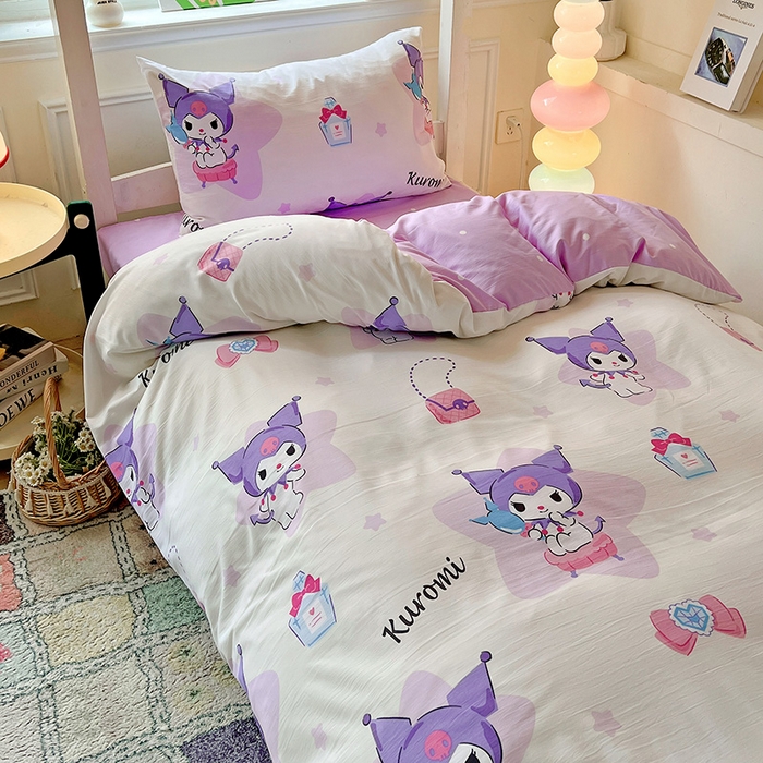 91家纺网 家纺一手货源 找家纺 港岛妹妹 2025新款云朵水洗工艺三丽鸥学生宿舍三件套上下铺三件套 三丽鸥-五星库洛米