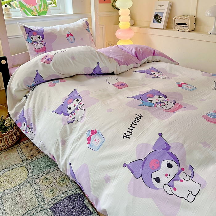 91家纺网 家纺一手货源 找家纺 港岛妹妹 2025新款云朵水洗工艺三丽鸥学生宿舍三件套上下铺三件套 三丽鸥-五星库洛米