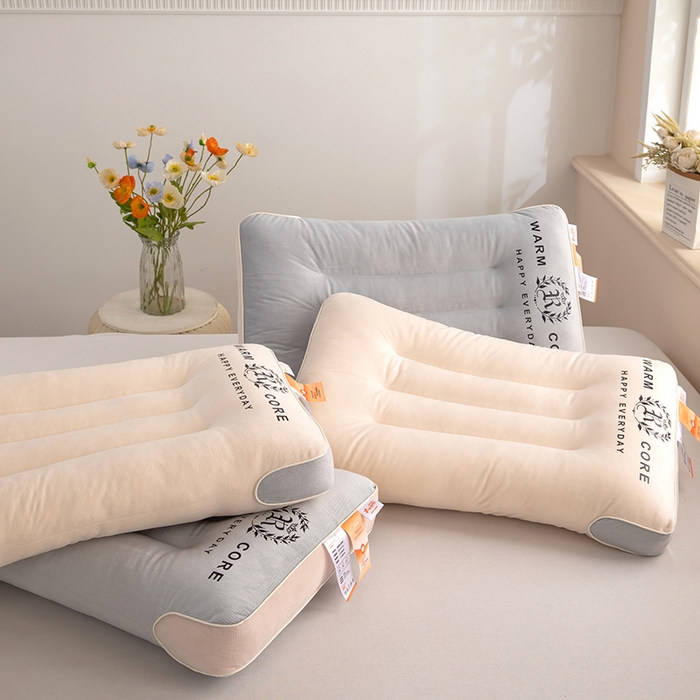 91家纺网 家纺一手货源 找家纺 九州枕芯 2025新款肩颈释压倍暖枕 灰色