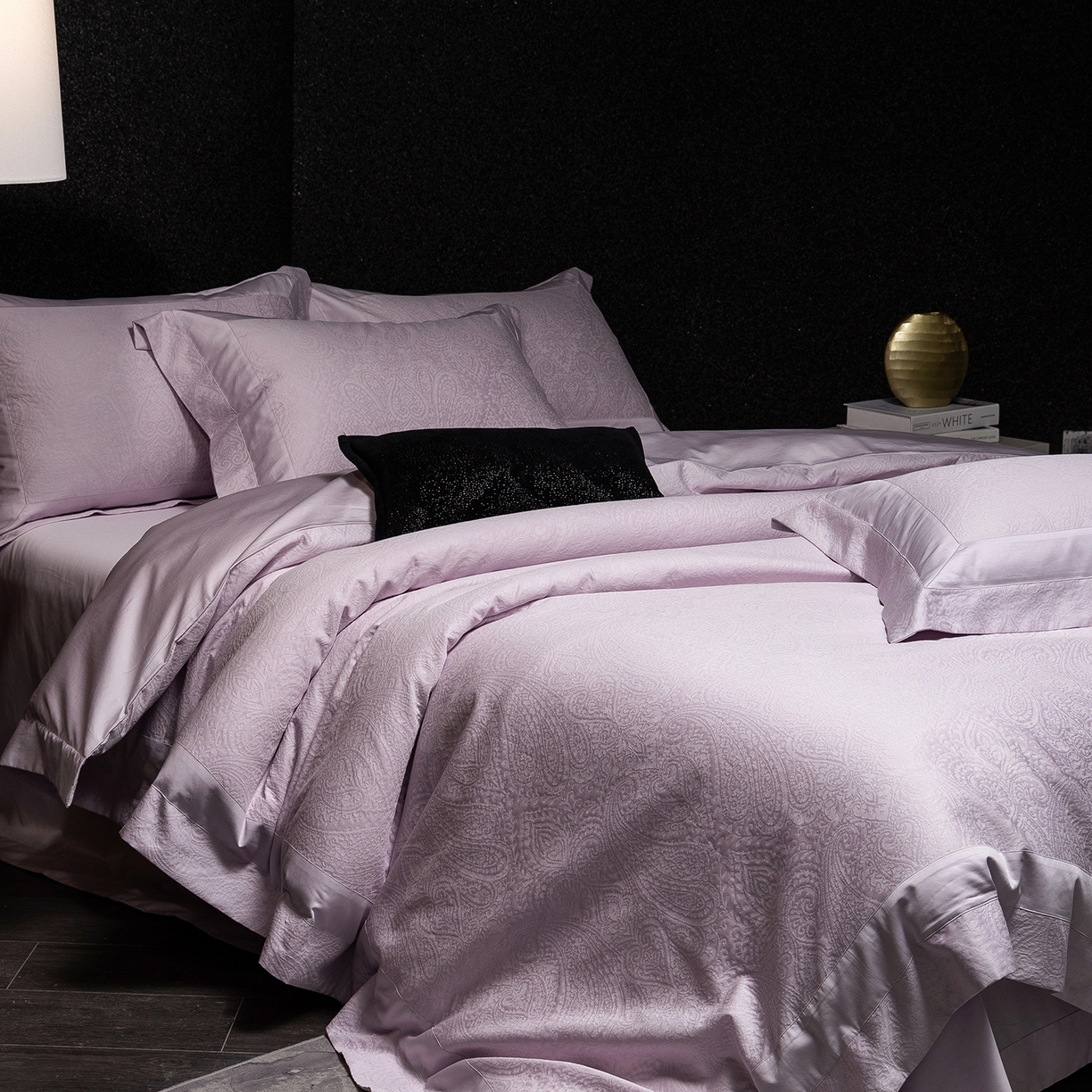 91家纺网 家纺一手货源 找家纺 太古汇家居 2025新款全棉厚织金丝银线四件套-佩兹力 佩兹力-紫色