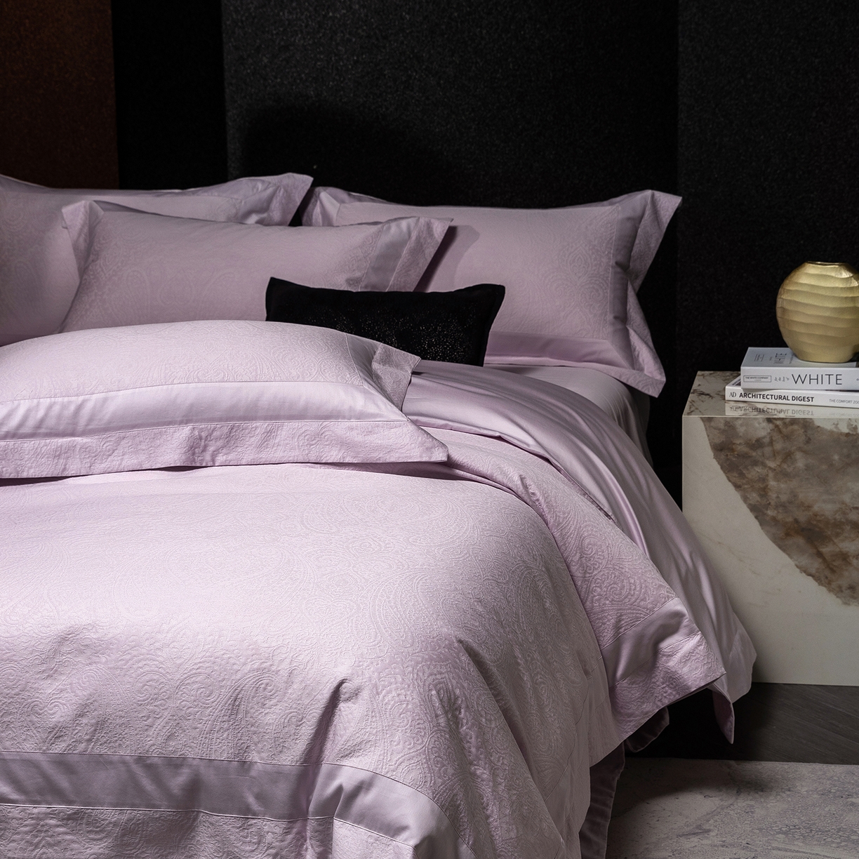 91家纺网 家纺一手货源 找家纺 太古汇家居 2025新款全棉厚织金丝银线四件套-佩兹力 佩兹力-紫色