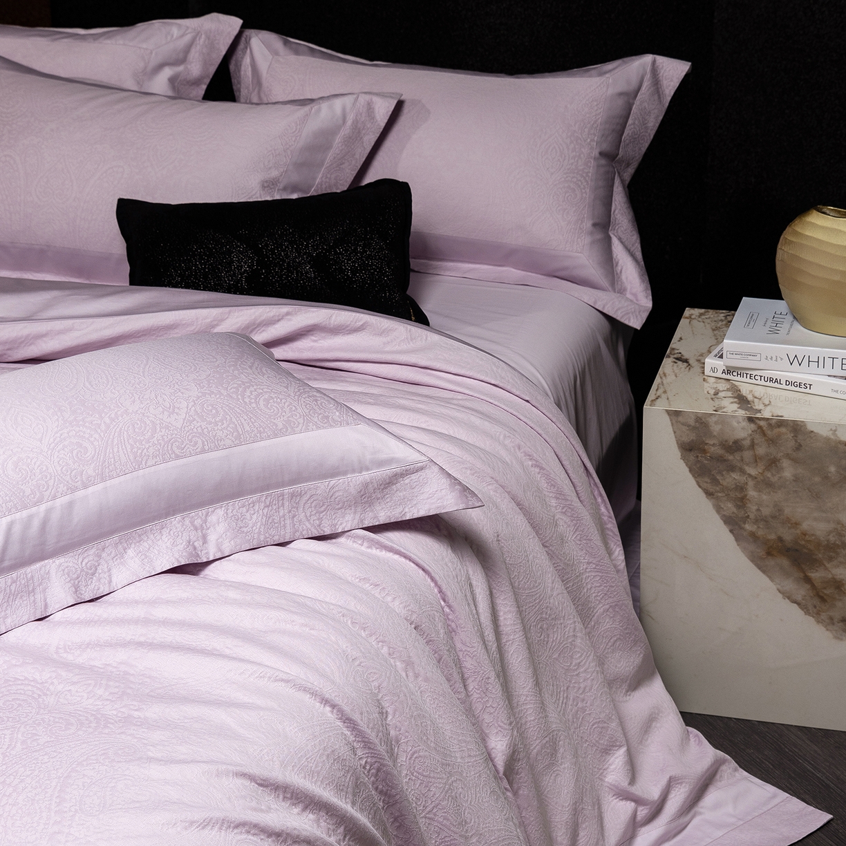91家纺网 家纺一手货源 找家纺 太古汇家居 2025新款全棉厚织金丝银线四件套-佩兹力 佩兹力-紫色