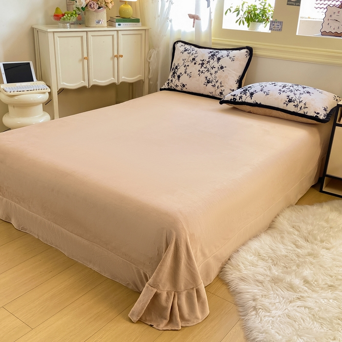 91家纺网 家纺一手货源 找家纺 （总）大麦家纺 2025年新款兔毛花边印花牛奶绒四件套