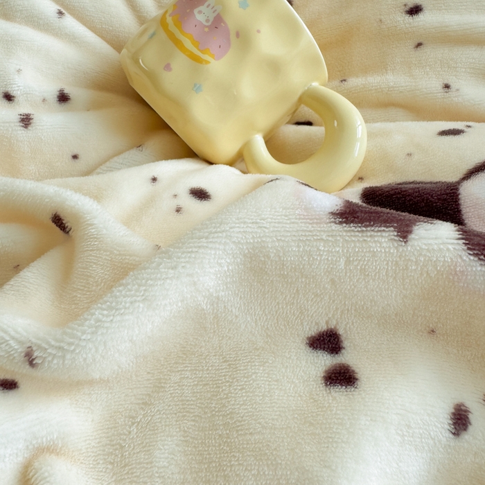 91家纺网 家纺一手货源 找家纺 大麦家纺 2025年新款兔毛花边印花牛奶绒四件套 萌趣布布