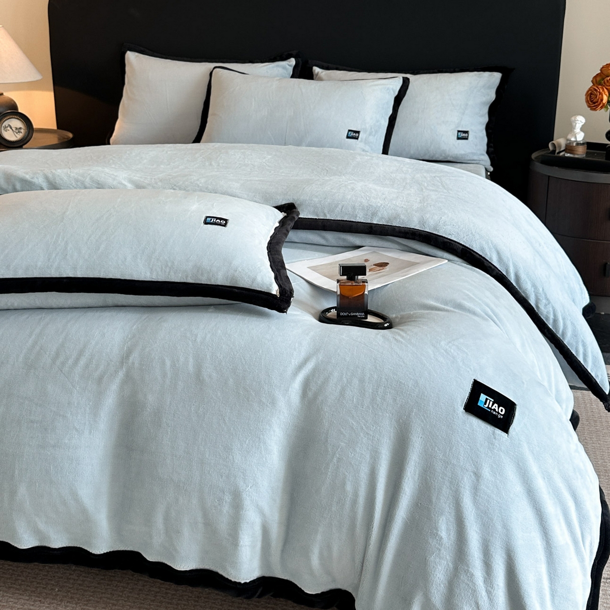 91家纺网 家纺一手货源 找家纺 （总）金麦家纺 2025新款牛奶绒撞色拼边四件套贝拉系列