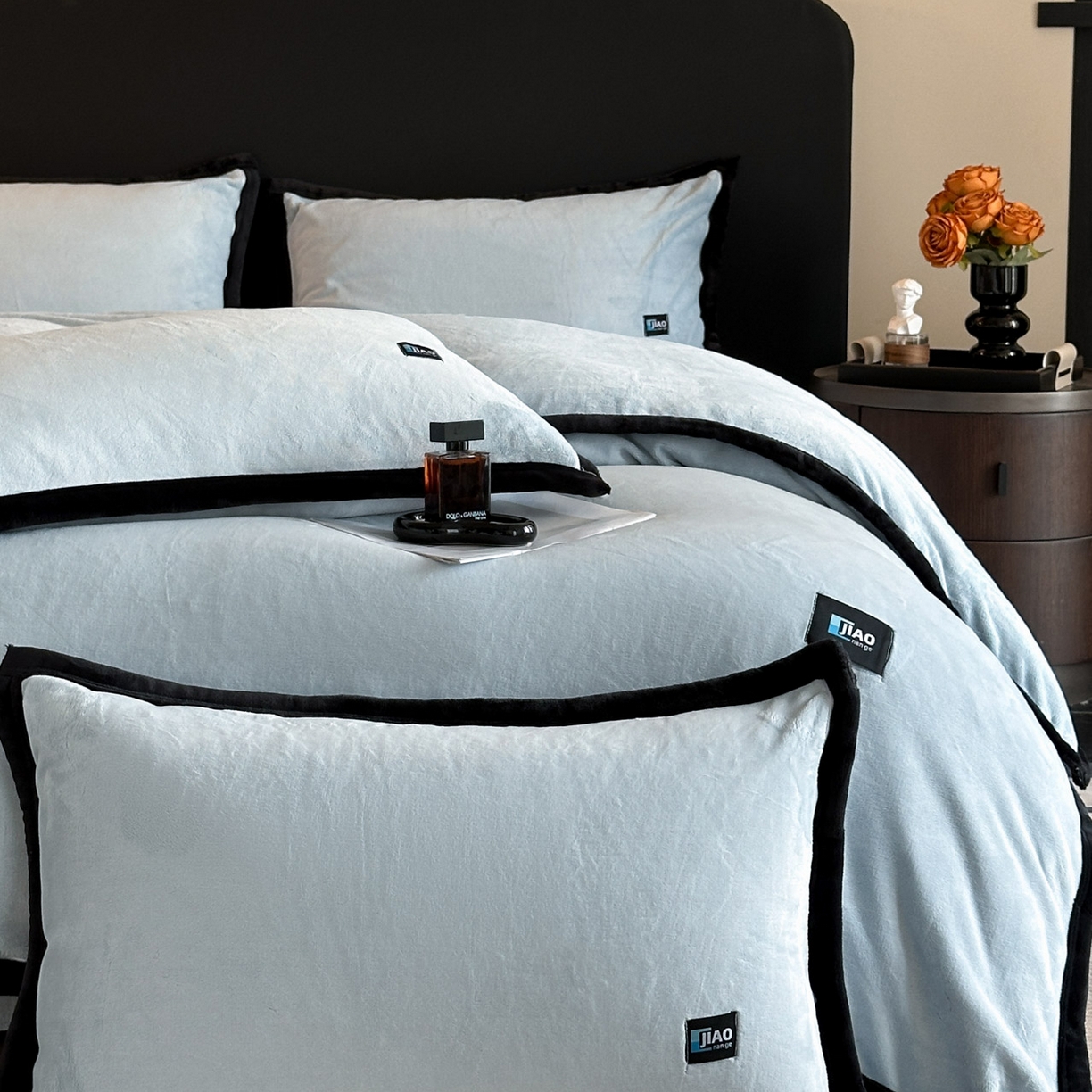 91家纺网 家纺一手货源 找家纺 （总）金麦家纺 2025新款牛奶绒撞色拼边四件套贝拉系列