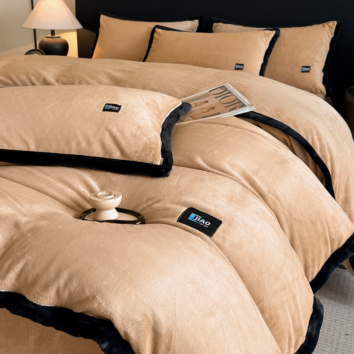 金麦家纺 2025新款牛奶绒撞色拼边四件套贝拉系列 贝拉-香槟色