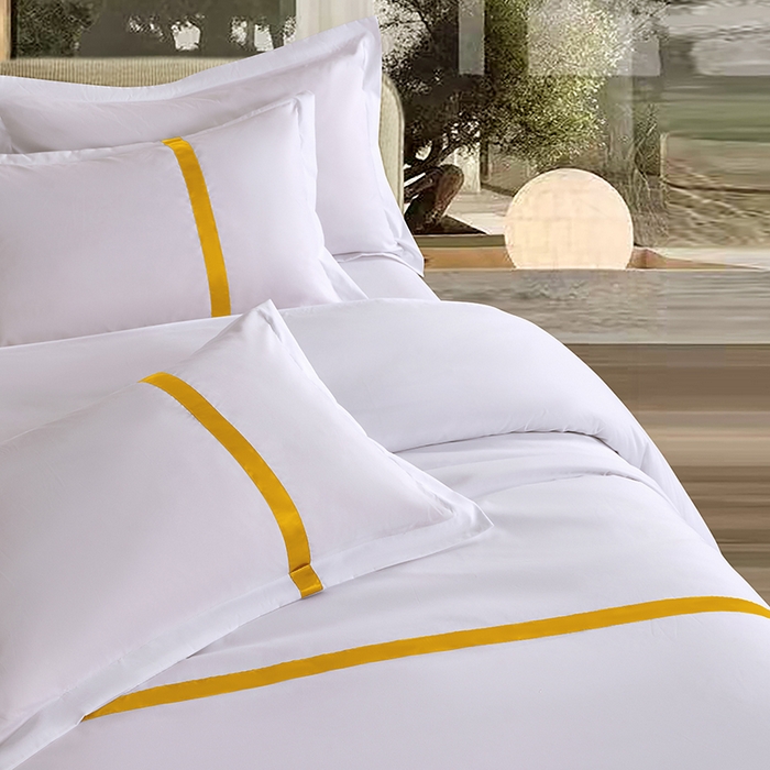 91家纺网 家纺一手货源 找家纺 （总）罗菲尼酒店用品 2025新款高仿棉织带酒店宾馆四件套套件经典织带款