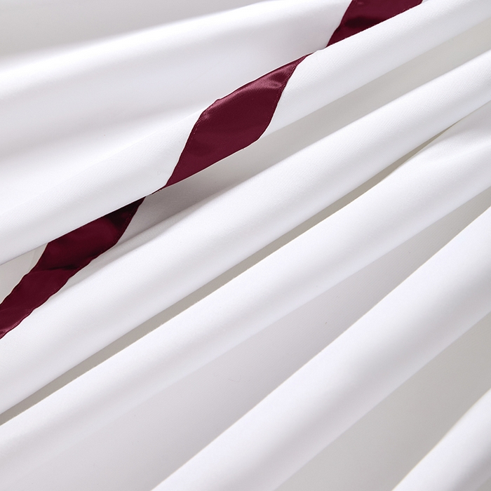 91家纺网 家纺一手货源 找家纺 罗菲尼酒店用品 2025新款高仿棉织带酒店宾馆四件套套件经典织带款 经典织带-大红