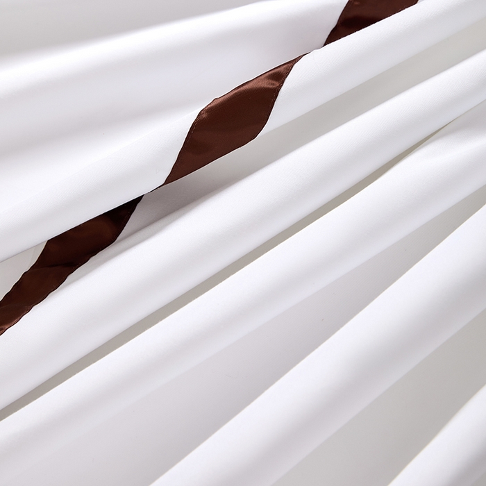 91家纺网 家纺一手货源 找家纺 罗菲尼酒店用品 2025新款高仿棉织带酒店宾馆四件套套件经典织带款 经典织带-深咖