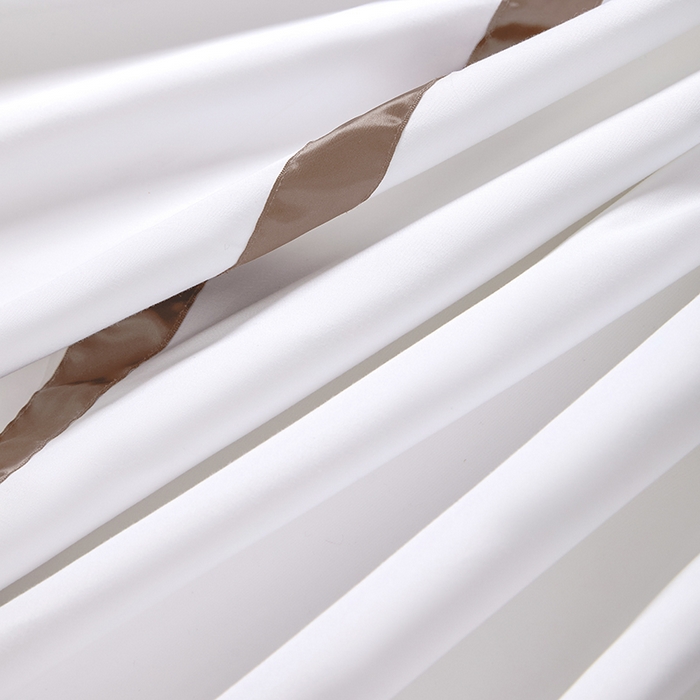 91家纺网 家纺一手货源 找家纺 罗菲尼酒店用品 2025新款高仿棉织带酒店宾馆四件套套件经典织带款 经典织带-咖啡