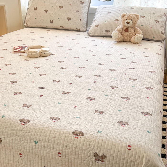 91家纺网 家纺一手货源 找家纺 沐纯家居 2025新款婴儿绒纯棉水洗床盖卡拉 -灰